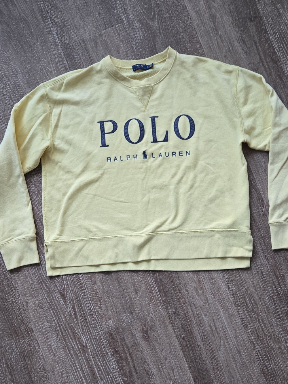 Polo by Ralph Lauren Pale Yellow Crewneck Sweatshirt with Navy Logo